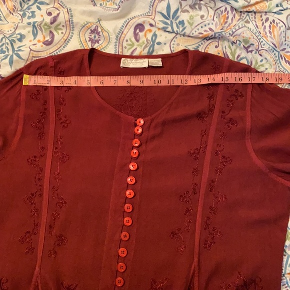 Vintage • Maroon Embroidered Peasant Top - Picture 9 of 12